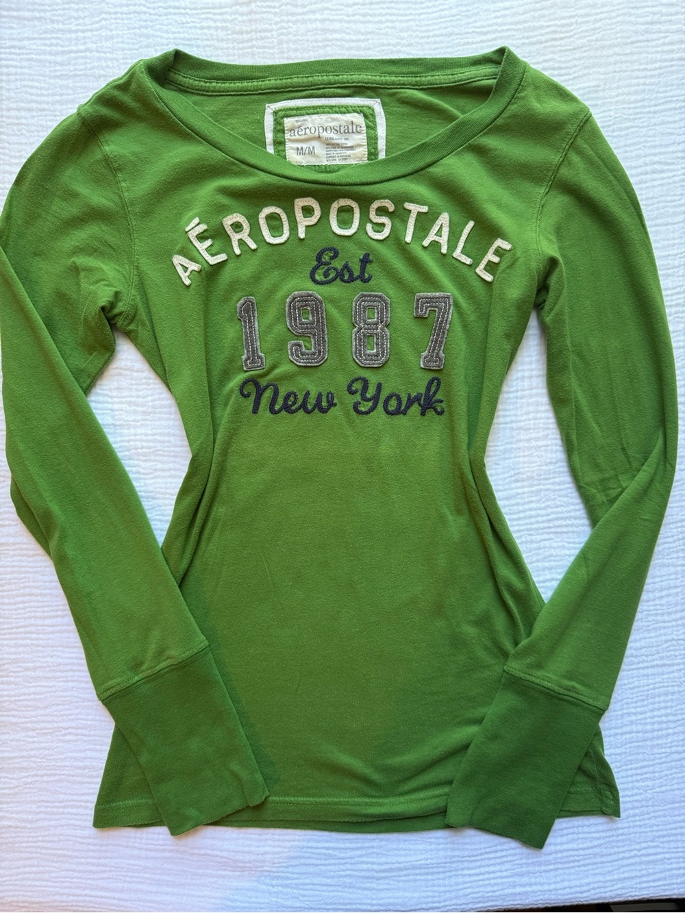 Aeropostale Green Long Sleeve '1987 New York' Tee